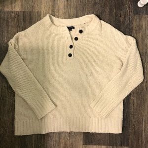 American Eagle Cream 1/4 Button Sweater